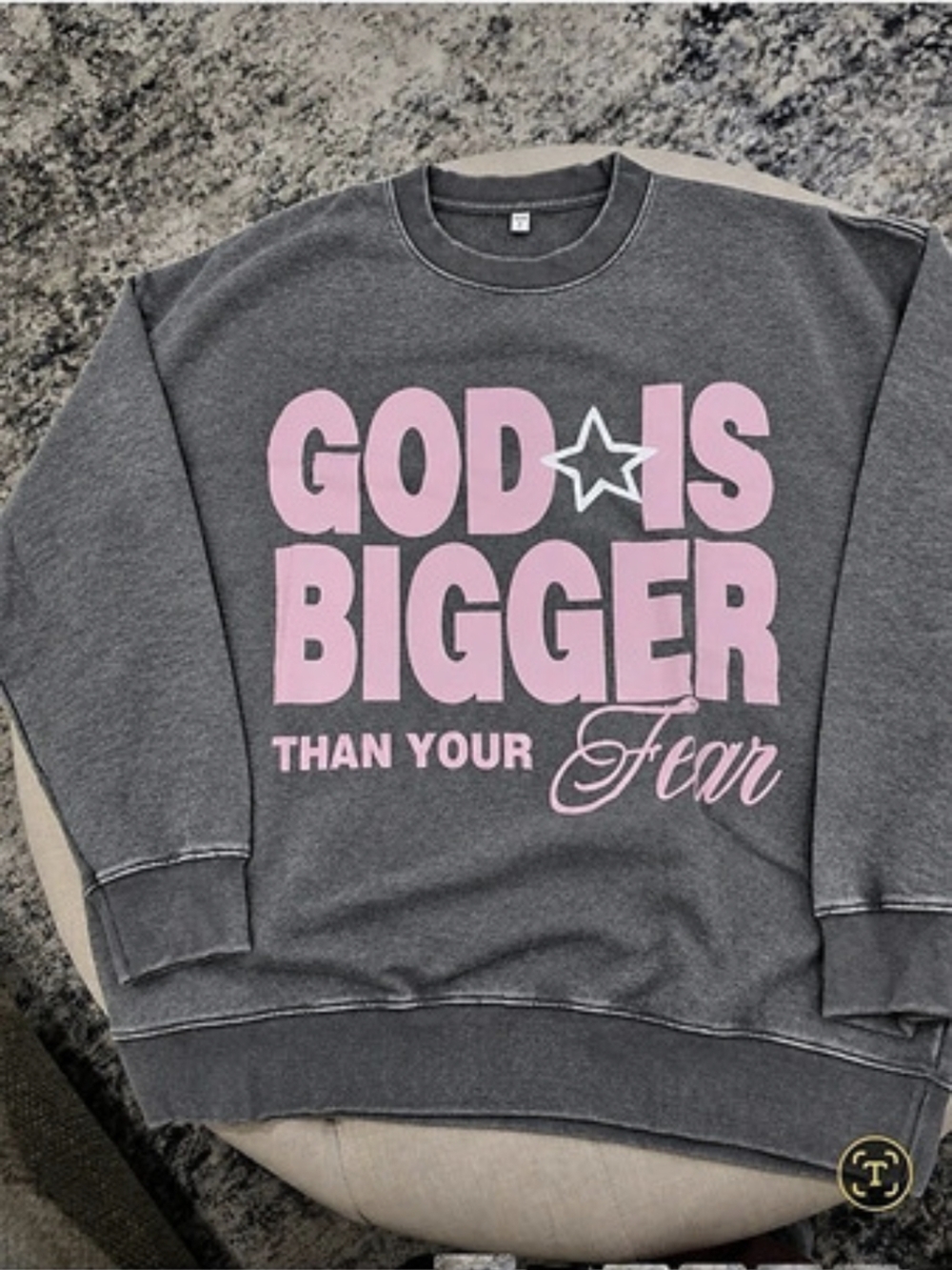 Graphic Sweatshirt in Gray & Pink Size Small New